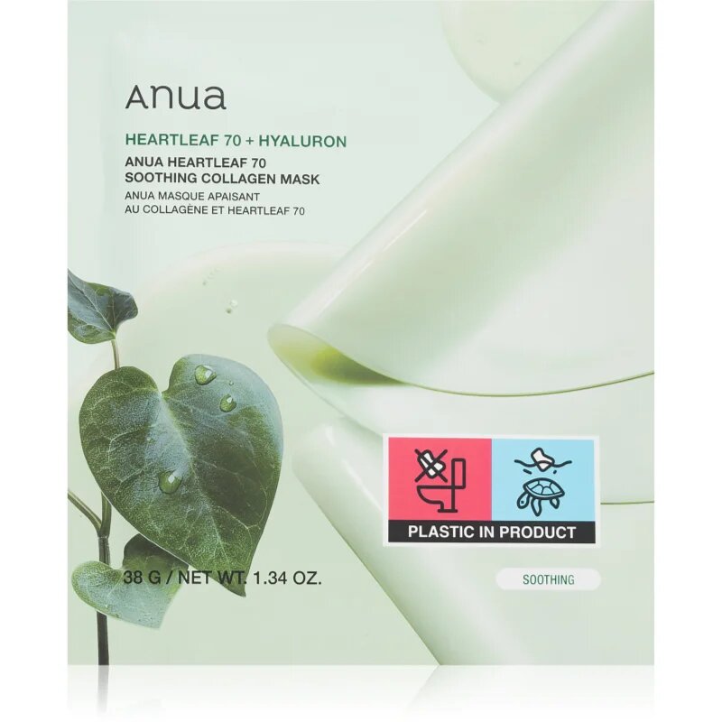 Anua Heartleaf 70% + Hyaluron Soothing Collagen Mask masca faciala hidratanta cu efect calmant 1 buc