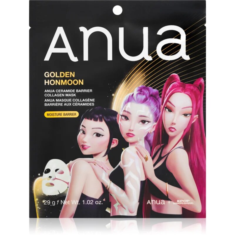 Anua K-Pop Demon Hunters Ceramide Barrier Collagen Mask mască textilă pentru netezire cu textura de gel 29 g