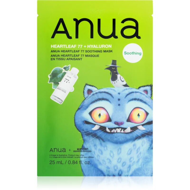 Anua K-Pop Demon Hunters Heartleaf 77% Soothing Mask mască textilă hidratantă cu efect calmant 25 ml