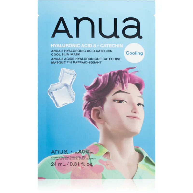 Anua K-Pop Demon Hunters Hyaluronic Acid 8 + Catechin mască textilă hidratantă cu efect racoritor 23 ml