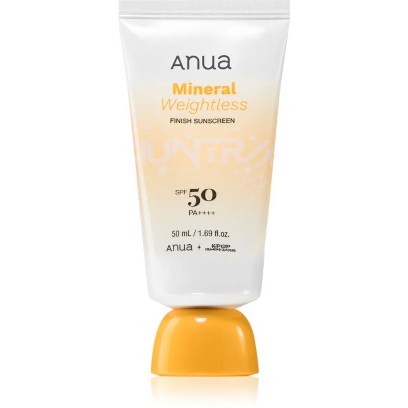 Anua K-Pop Demon Hunters Mineral Weightless Finish Sunscreen crema fata iluminatoare de protectie SPF 50 50 ml