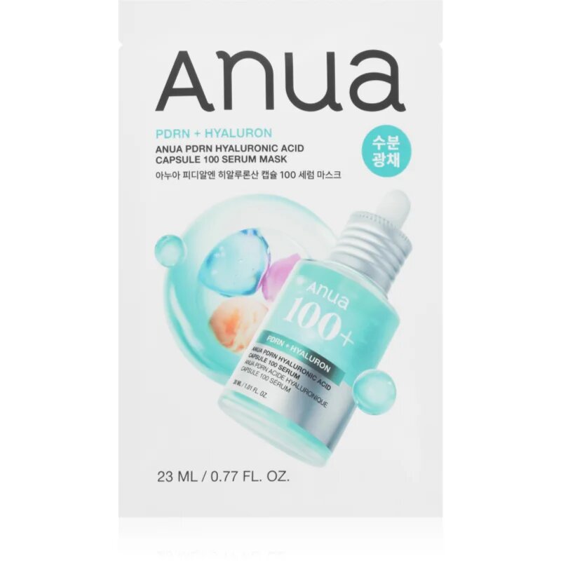 Anua PDRN Hyaluronic Acid Capsule 100 Serum Mask mască textilă hidratantă cu efect de întărire 23 ml