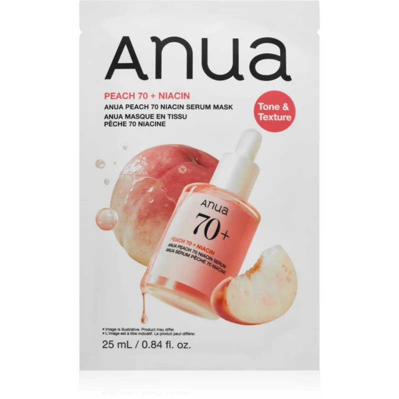 Anua Peach 70 Niacin Serum Mask Masca de celule cu efect lucios 25 ml
