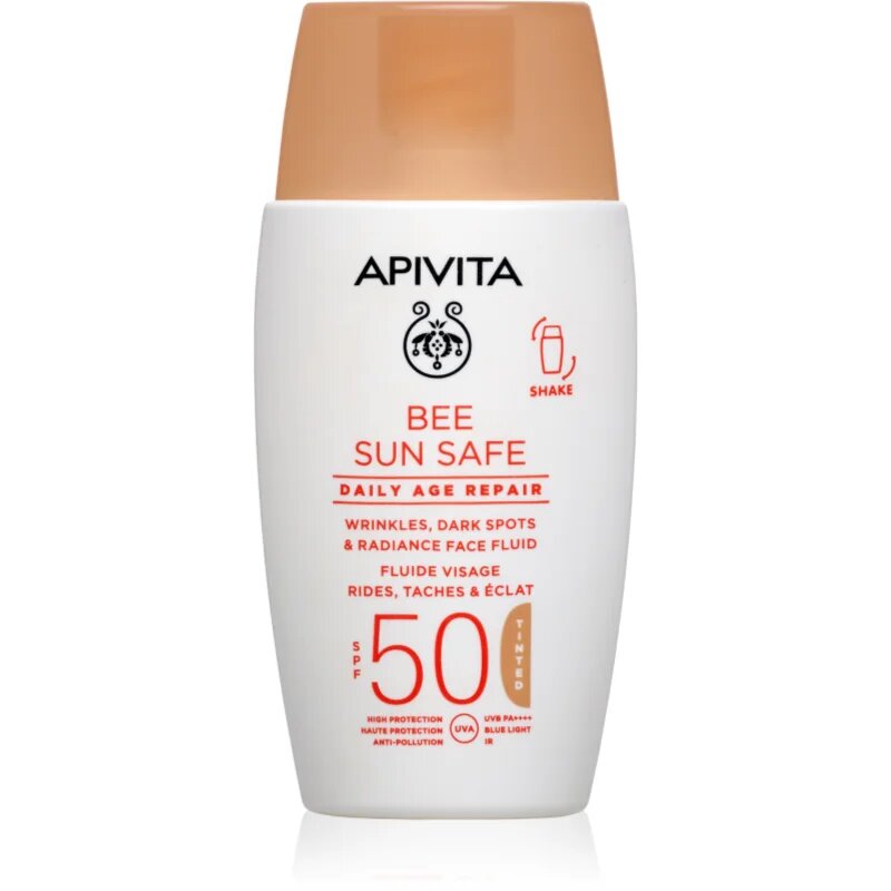 Apivita Bee Sun Safe Daily Age Repair Tinted Fluid SPF50 crema protectoare cu efect de tonifiere SPF 50 50 ml