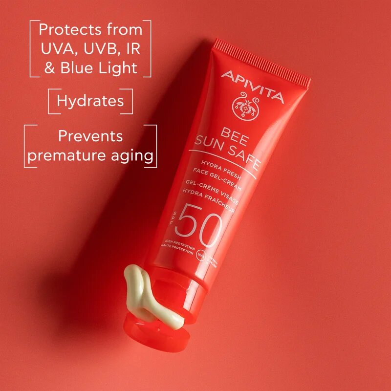 Apivita Bee Sun Safe Hydra Fresh Face Gel-Cream SPF50 crema gel pentru hidratare. SPF 50 50 ml