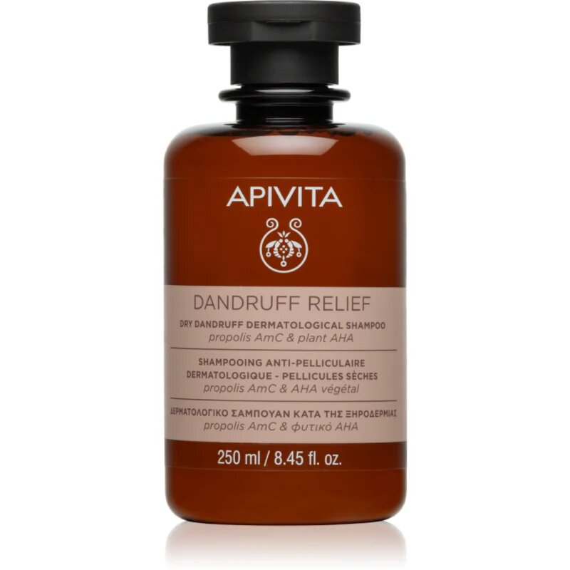 Apivita Dandruff Relief Dry Dandruff Dermatological Shampoo sampon anti-matreata pentru un scalp uscat atenueaza senzatia de mancarime 250 ml