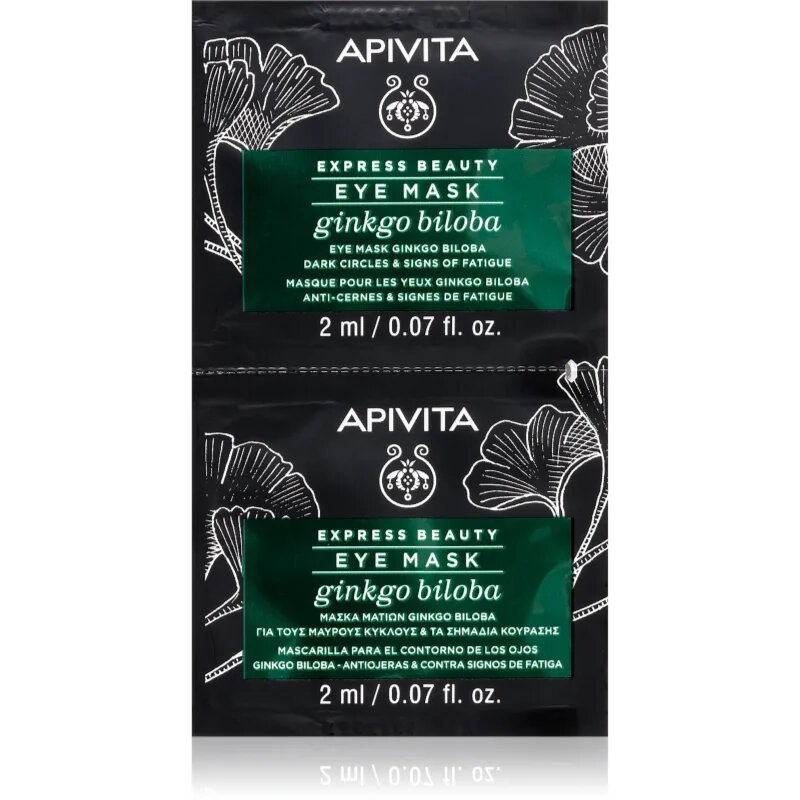 Apivita Express Beauty Eye Mask Gingko Biloba masca pentru ochi împotriva ridurilor și a cearcănelor întunecate 2x2 ml