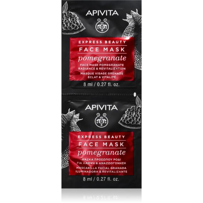 Express Beauty Pomegranate Mască facială pentru revitalizare și iluminare 2x8 ml