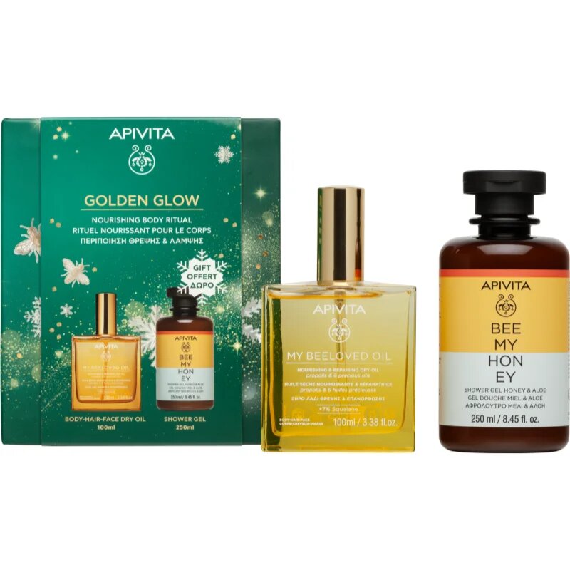 Apivita Golden Glow set cadou de Crăciun pentru piele neteda si delicata