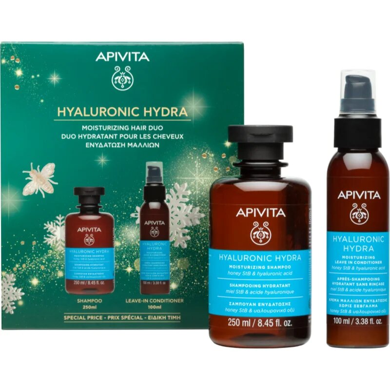 Apivita Hyaluronic Hydra Moisturizing Hair Duo set cadou de Crăciun pentru hidratare intensa