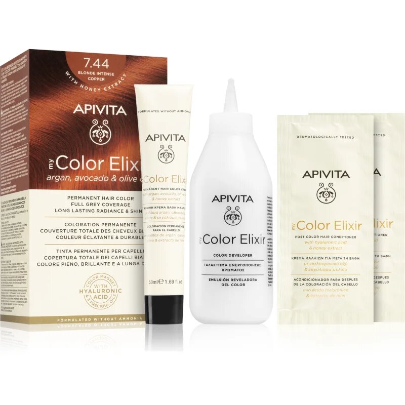 Apivita My Color Elixir culoare par fără amoniac culoare 7.44 Blonde Intense Copper 1 buc