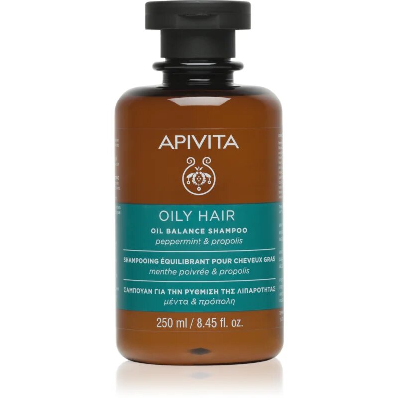 Apivita Oily Hair Oil Balance Shampoo sampon pentru curatarea profunda a scalpului seboreic pentru intarire si stralucire 250 ml