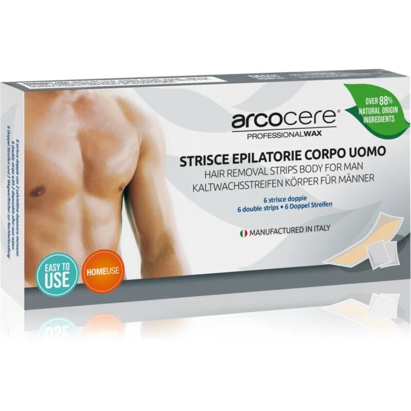 Arcocere Professional Wax benzi depilatoare cu ceară pentru bărbați 6 buc