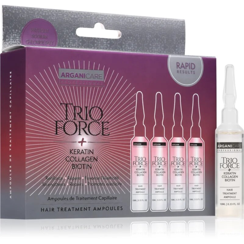 Arganicare Trio Force Hair Treatment fiolă pentru întărirea și creșterea părului 4x10 ml
