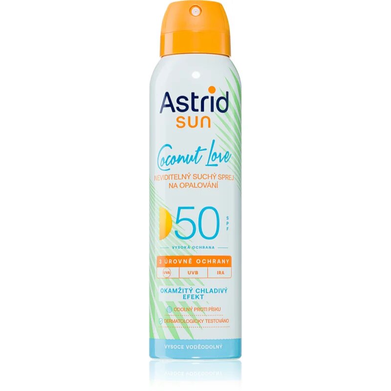 Sun Coconut Love spray pentru plaja invizibil si racoritor SPF 50 cu o protectie UV ridicata 150 ml