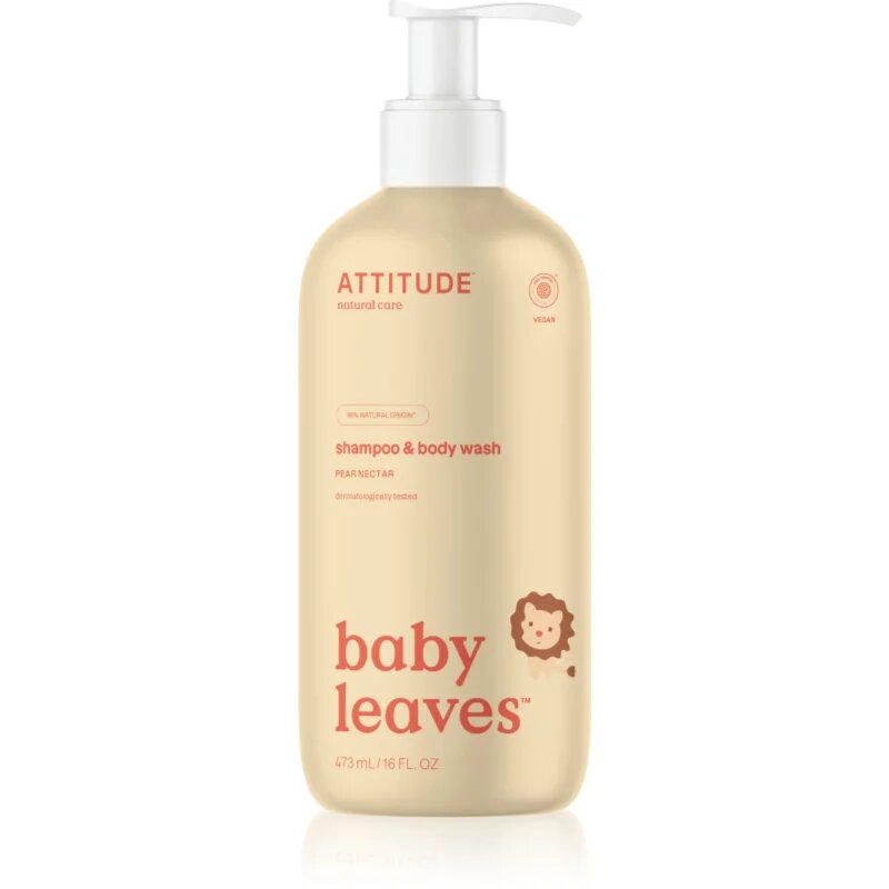 Attitude Baby Leaves Pear Nectar 2 in 1 gel de dus si sampon cu aroma de pere cu arome de pere 473 ml