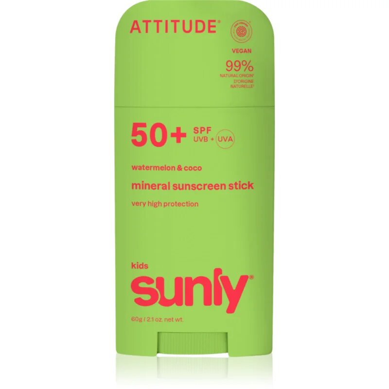 Sunly Kids Watermelon & Coco crema de fata cu minerale pentru protectie stick SPF 50+ 60 g