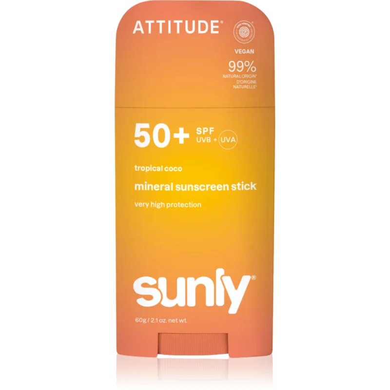 Sunly Tropical Coco crema de fata cu minerale pentru protectie stick SPF 50+ 60 g