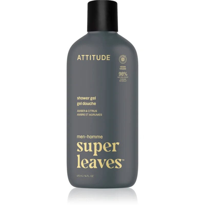 Attitude Super Leaves Men Shower Gel gel de duș pentru barbati Amber & Citrus 415 ml