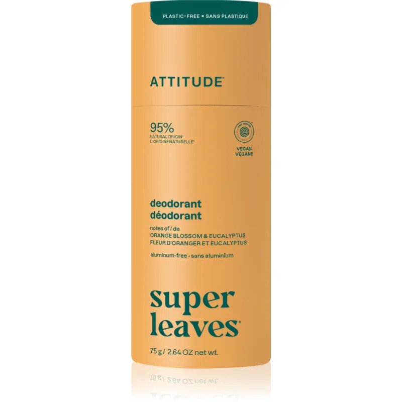 Attitude Super Leaves Natural Deodorant deodorant solid natural fără aluminiu Orange Blossom & Eucalyptus 75 g