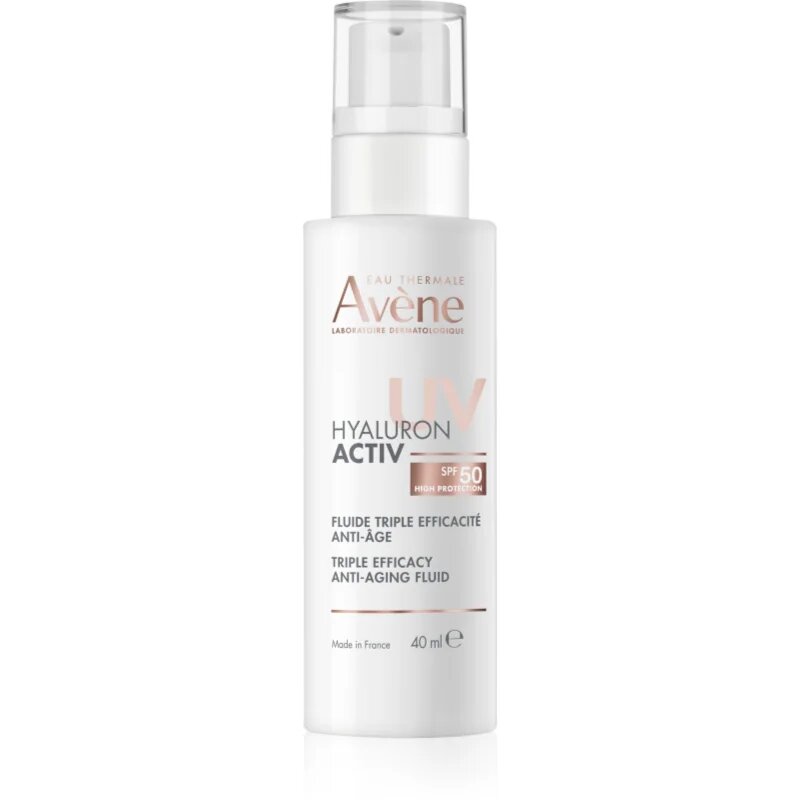 Avène Hyaluron Activ UV Triple Efficacy Anti-Aging Fluid protective fluid cu acid hialuronic SPF 50 40 ml
