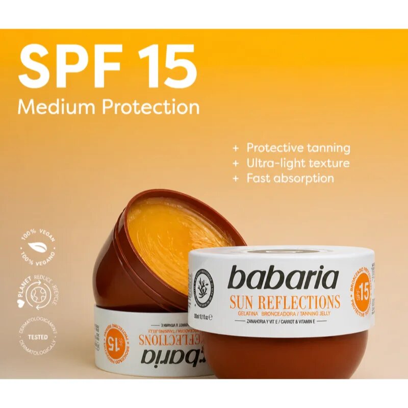 Babaria Tanning Jelly Sun Reflections gel protector SPF 15 300 ml