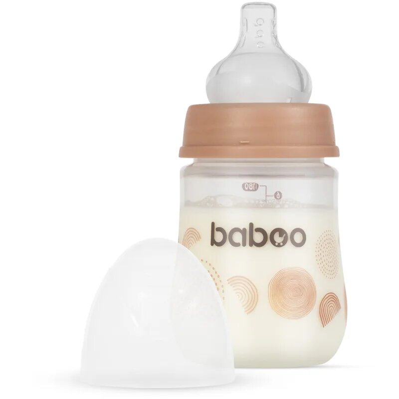 Baboo Anti-colic Feeding Bottle biberon anticolici pentru nou-nascuti si copii Au Naturale 0 m+ 1 buc