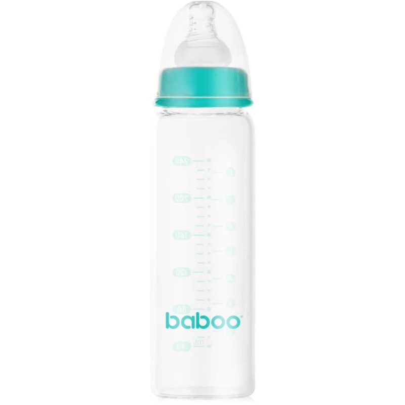Baboo Anti-Colic Glass Bottle biberon anticolici din sticlă 3m+ 240 ml