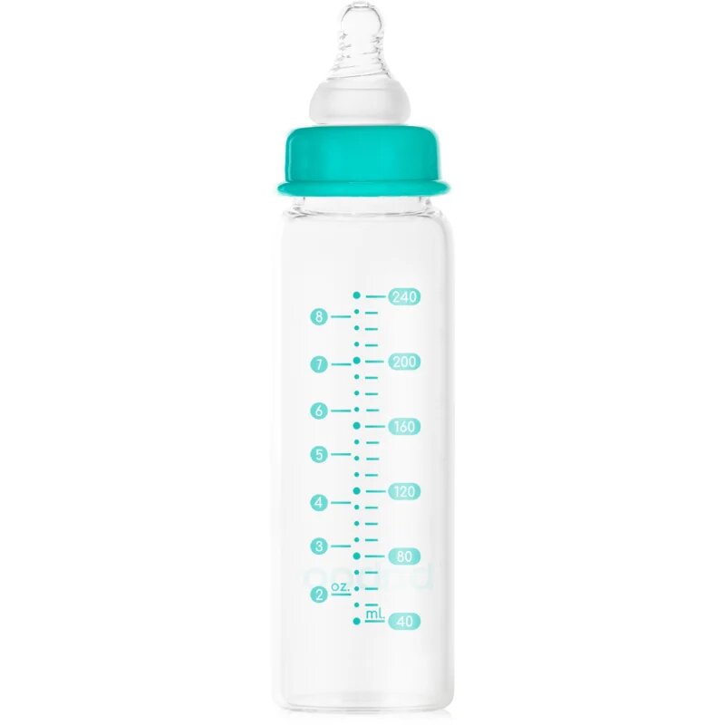 Baboo Anti-Colic Glass Bottle biberon anticolici din sticlă 3m+ 240 ml