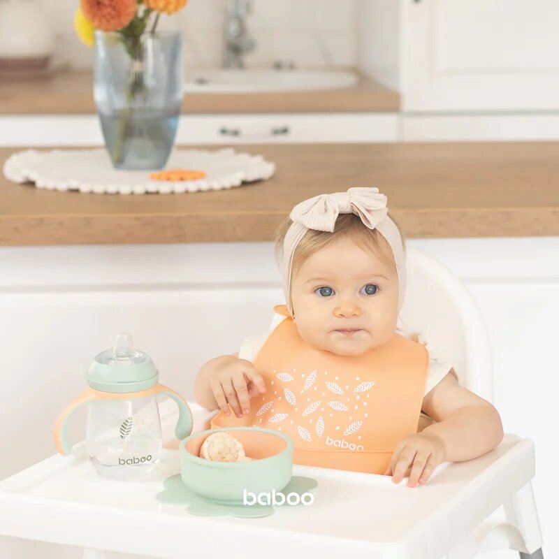 Baboo Silicone Bib bavețică Peachy Keen 4m+ 1 buc