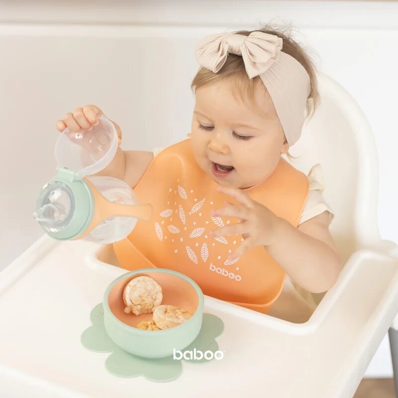 Baboo Silicone Bib bavețică Peachy Keen 4m+ 1 buc