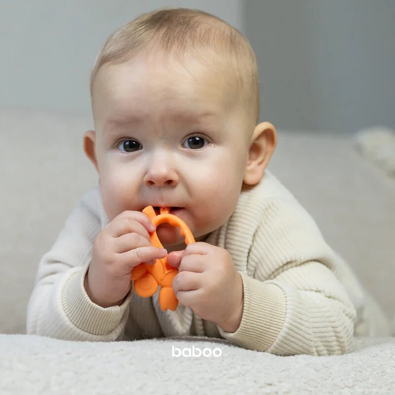 Baboo Silicone Teether jucărie pentru dentiție Crab 4m+ 1 buc