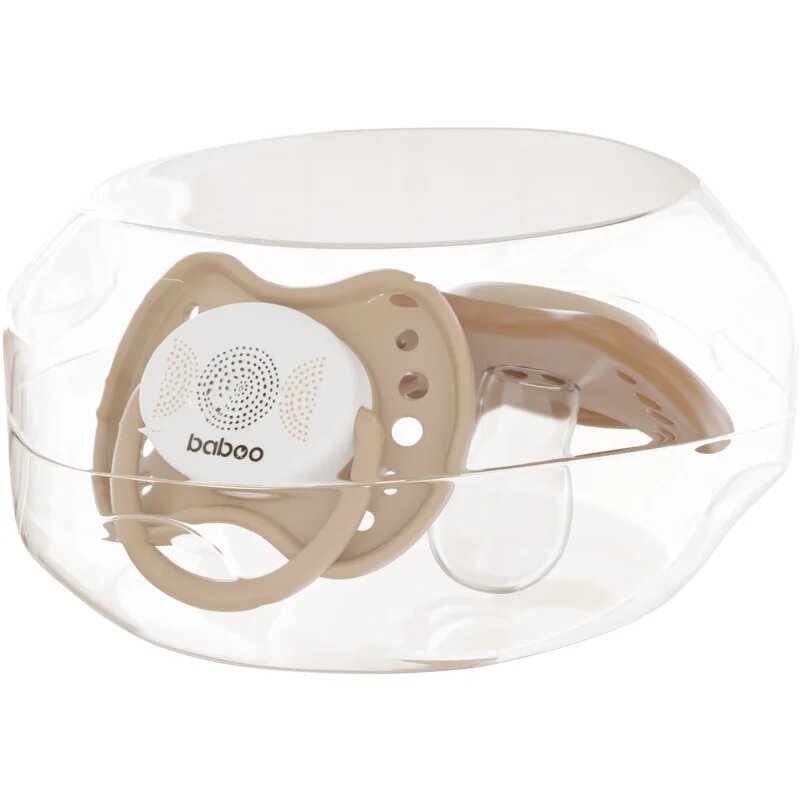 Baboo Soothers Silicone Symmetrical with Case suzetă Au Naturale 0-6 m 2 buc