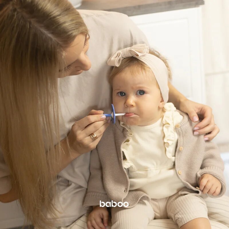 Baboo Toothbrush Set set pentru îngrijirea dentară pentru bebeluși Blue Haze 6m+ 3 buc