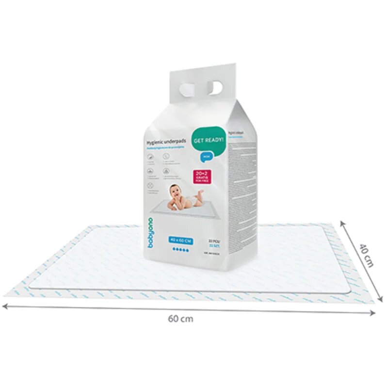 BabyOno Get Ready Hygienic Underpads suport pentru schimbat scutecele de unică folosință 40 x 60 cm 22 buc