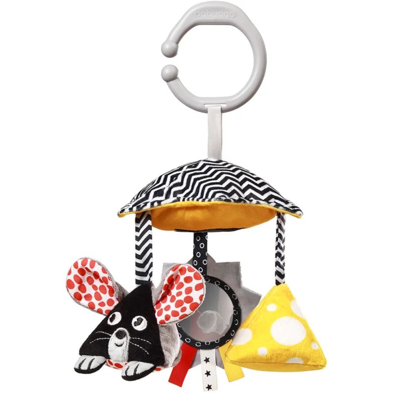 BabyOno Mouse jucărie suspendabilă contrastantă 0m+ 1 buc