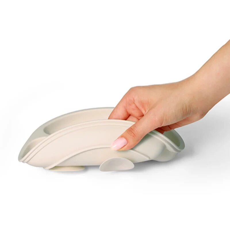 BabyOno Siilicone Plate 6m+ farfurie compartimentată cu ventuză Beige 1 buc