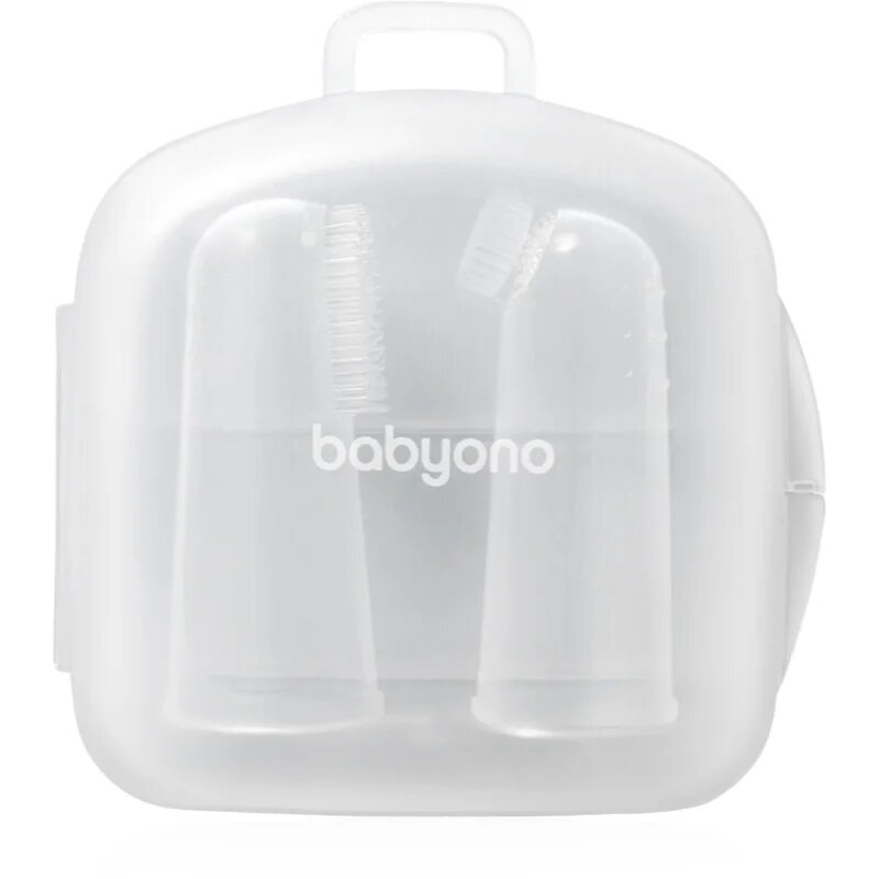 BabyOno Silicone Toothbrush periuta de dinti pentru deget pentru copii cu sac 0m+ 2 buc