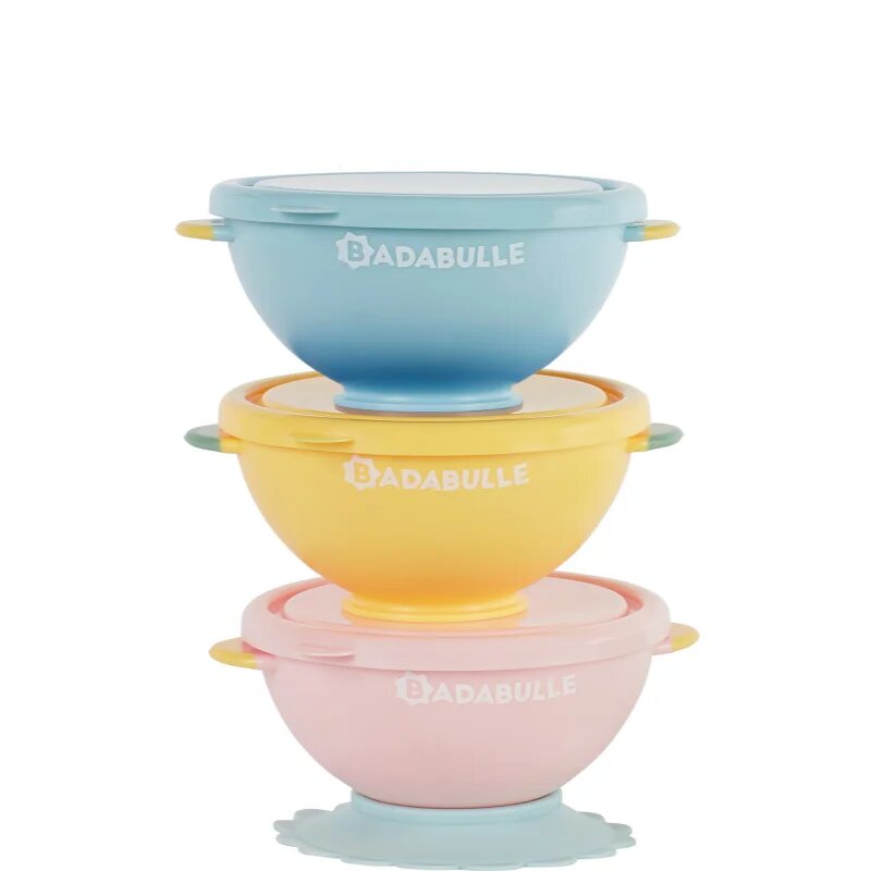 Badabulle Fun Colors castron cu capac 3 buc
