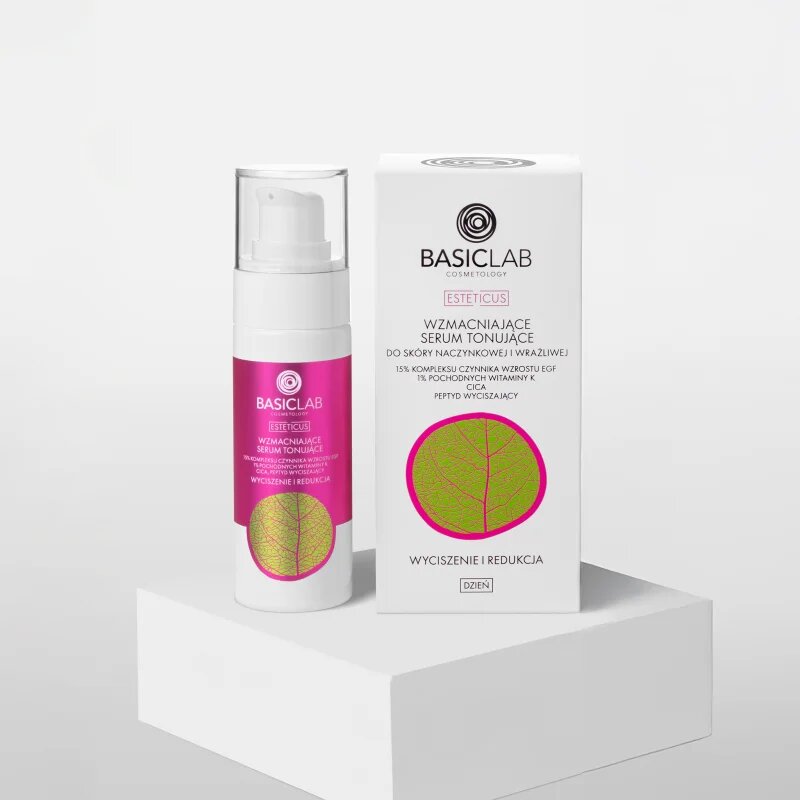 BasicLab Cosmetology Esteticus ser nuanțator împotriva roșeții tenului 15% Growth Factor Complex EGF 30 ml