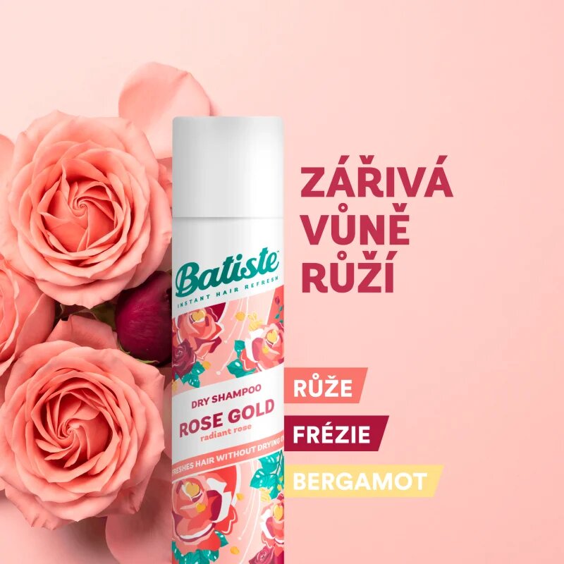 Batiste Rose Gold sampon uscat pentru a absorbi excesul de sebum 200 ml