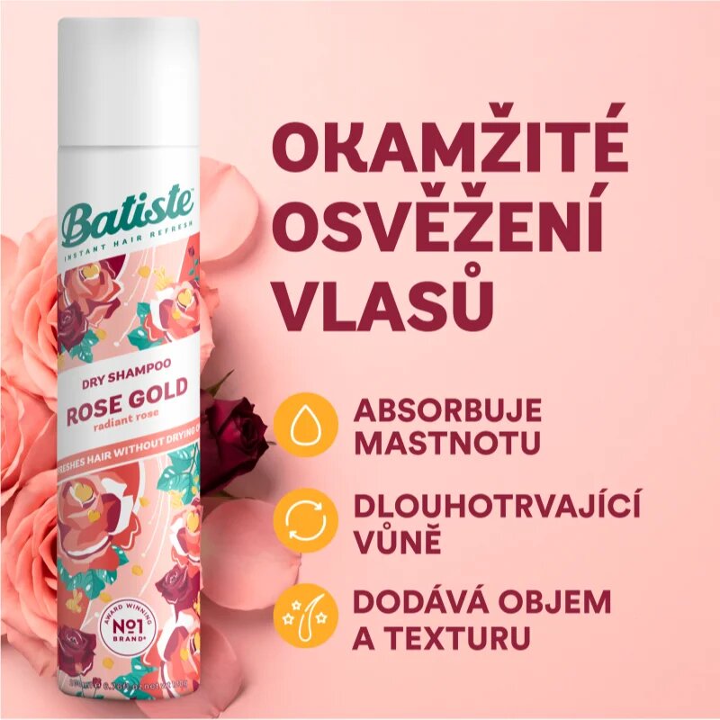 Batiste Rose Gold sampon uscat pentru a absorbi excesul de sebum 200 ml