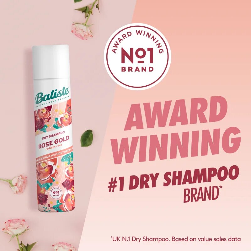 Batiste Rose Gold sampon uscat pentru a absorbi excesul de sebum 350 ml