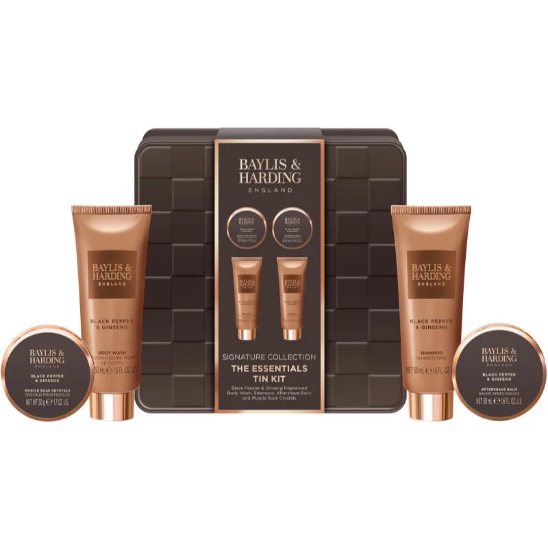 Black Pepper & Ginseng set cadou cutie de metal pentru bărbați