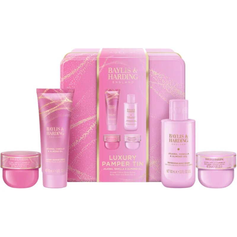 Baylis & Harding Jojoba Vanilla & Almond Oil set cadou cutie de metal