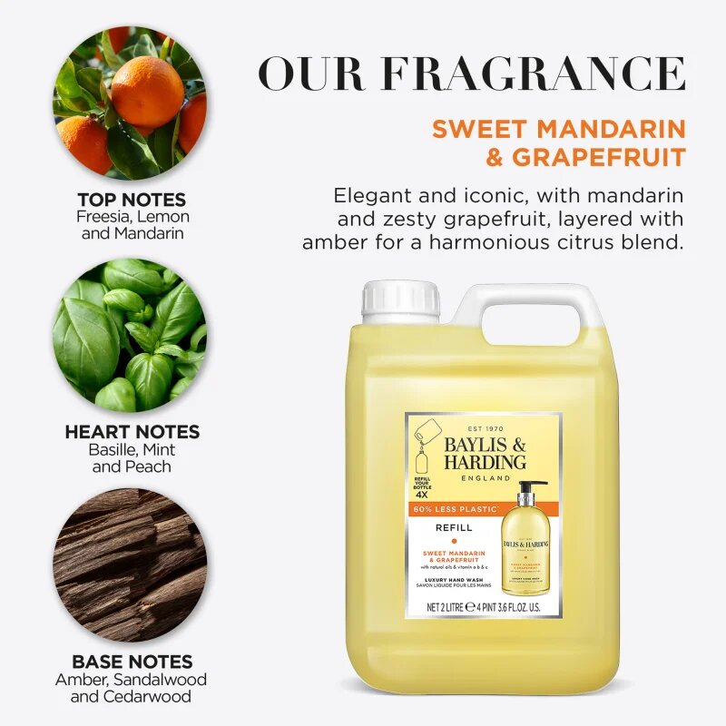 Baylis & Harding Sweet Mandarin & Grapefruit Săpun lichid pentru mâini rezervă Refill 2000 ml
