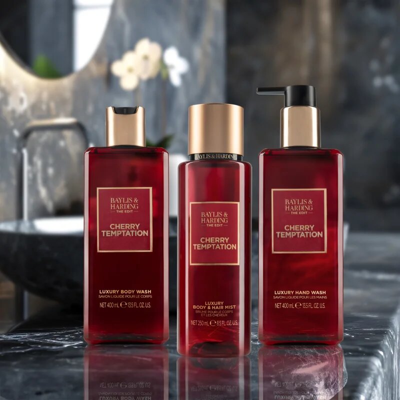 Baylis & Harding The Edit Cherry Temptation spray de corp parfumat pentru femei Cherry Jasmin & Sandalwood 250 ml