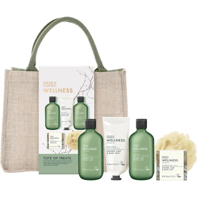 Baylis & Harding Wellness. Energise set cadou geanta de cosmetice Ginger Lime & Basil Leaf