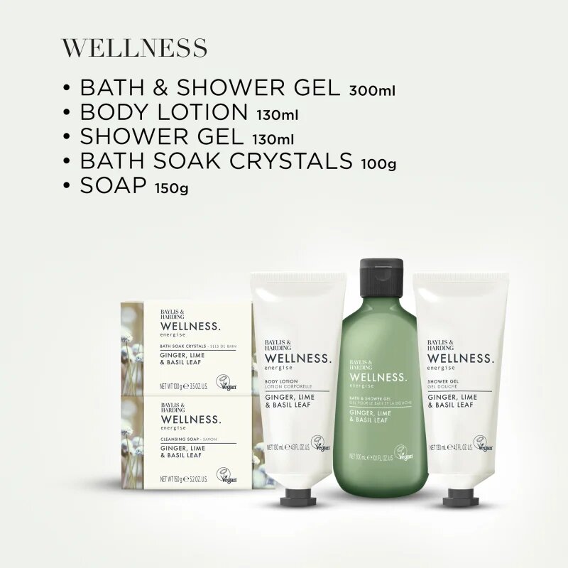 Baylis & Harding Wellness. Energise set cadou Ginger Lime & Basil Leaf