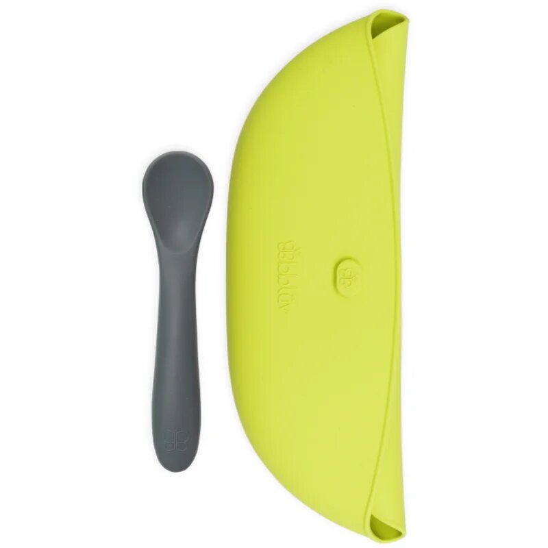 BBLÜV Pöket bavețică cu linguriță Grey/Lime 2 buc